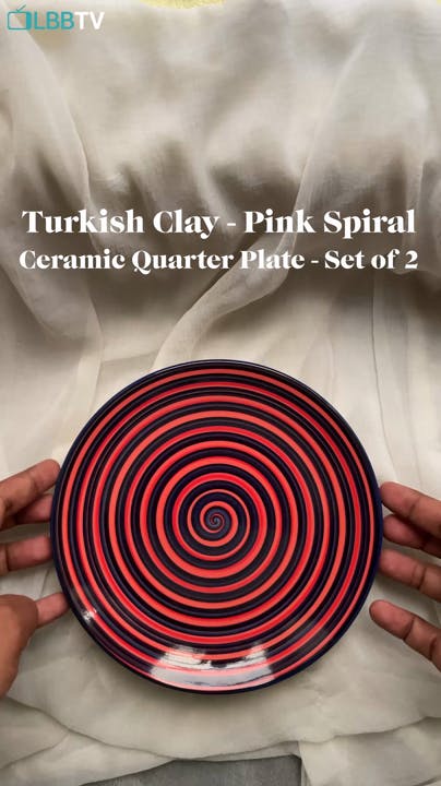 Pink Spiral Ceramic Quarter Plate - Set of 2